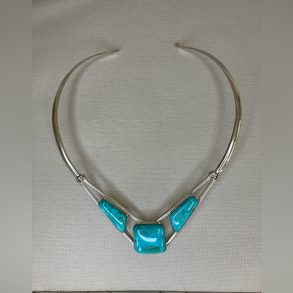 "Mine Finds" By Jay King DRT  925 Silver & Turquoise Collar Necklace - MINT